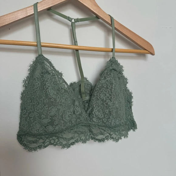aerie Sage  Green Lace Triangle Bralette - Picture 2 of 5